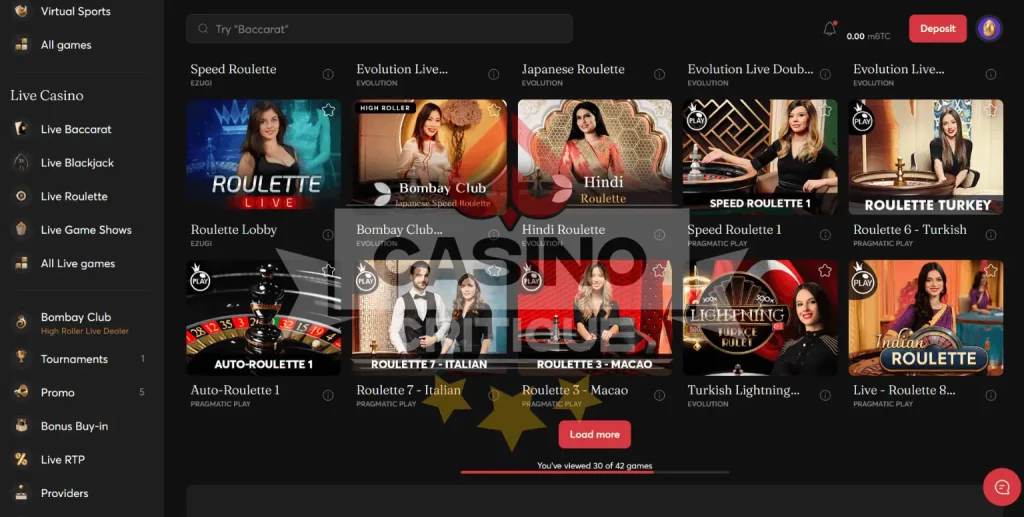 Bitcasino Live Roulette