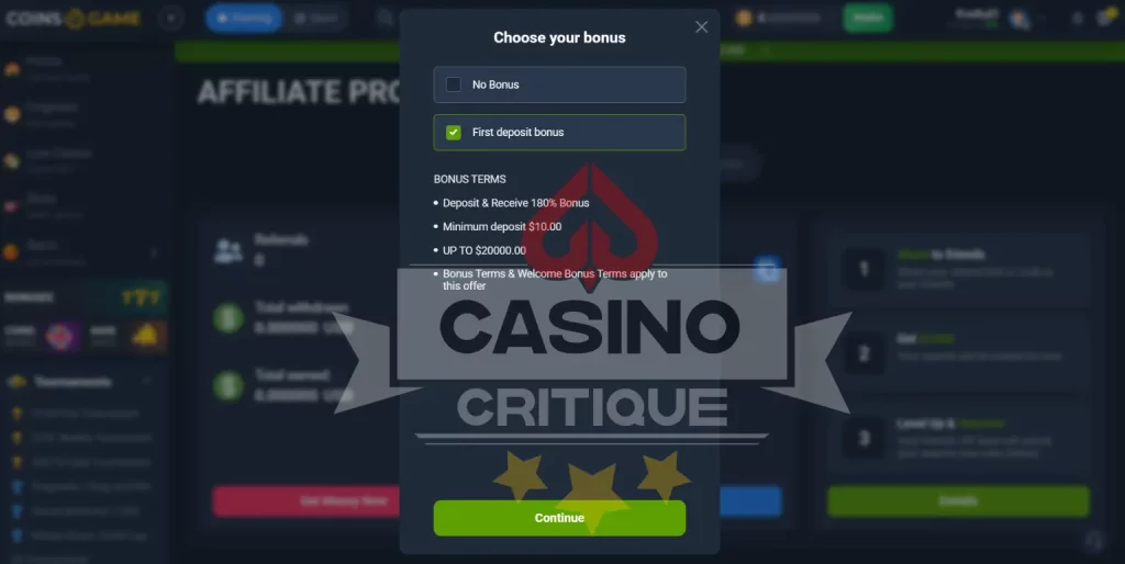 Coins Game Bonus Options