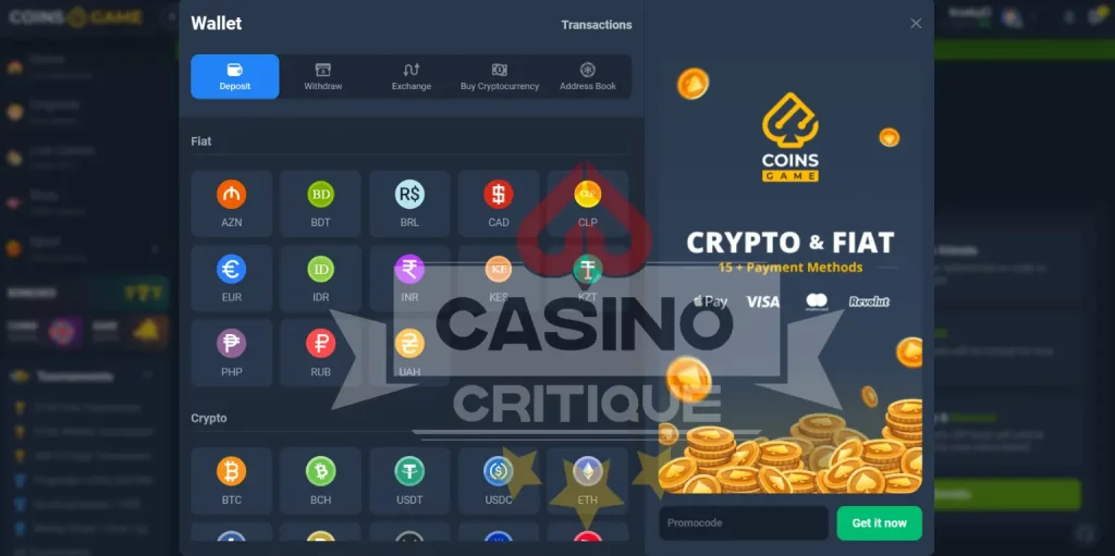 Coins Game Wallet Options