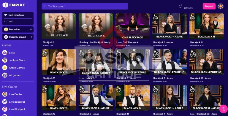 Empire.io Live Blackjack