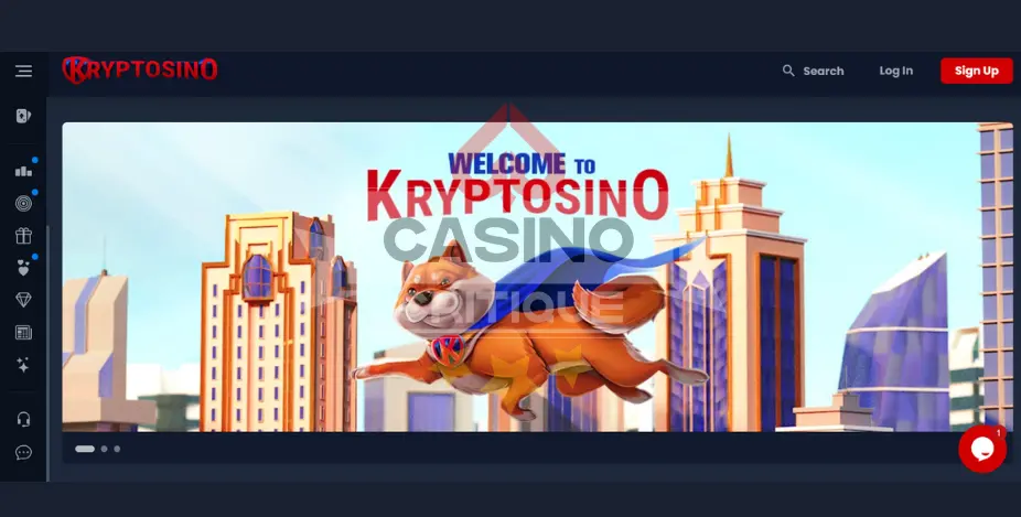 homescreen of kryptosino casino