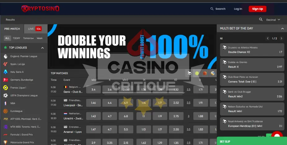 sports book provider review of kryptosino casino