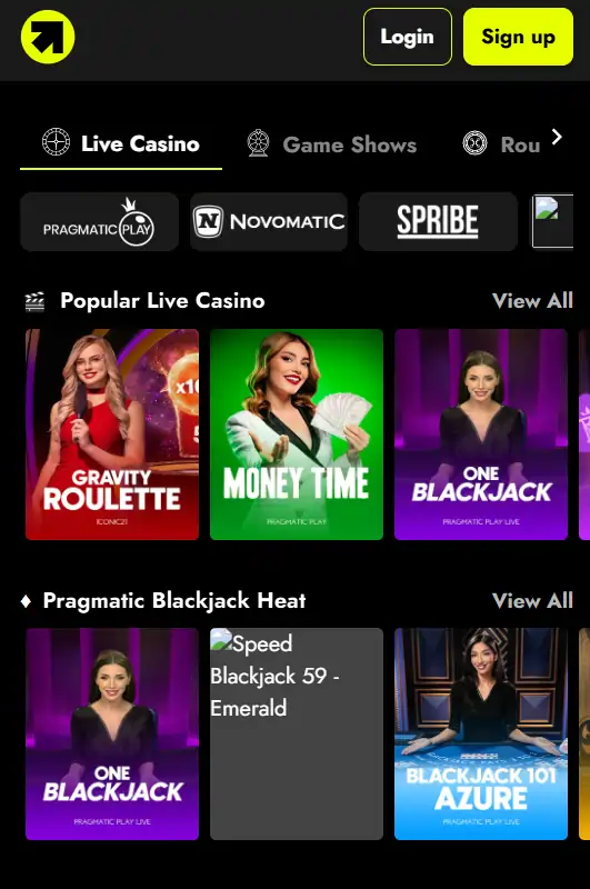 Telbet casino Mobile view Screenshot