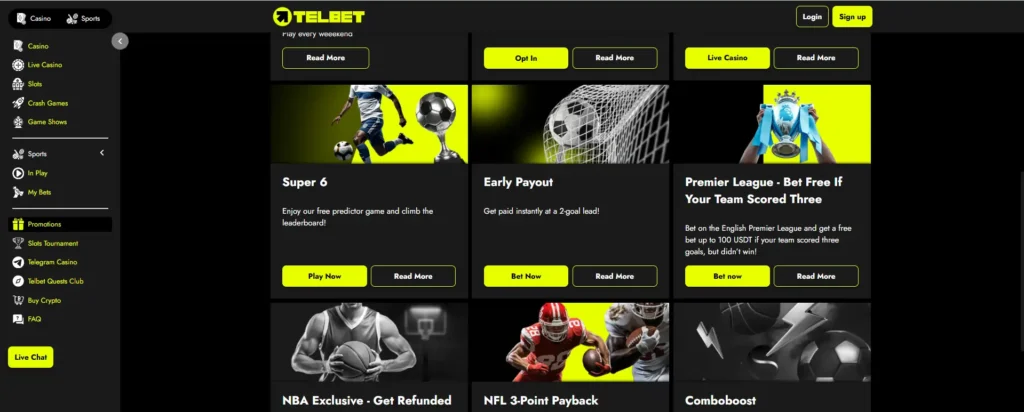 telbet bonus and promotion screenshot 2